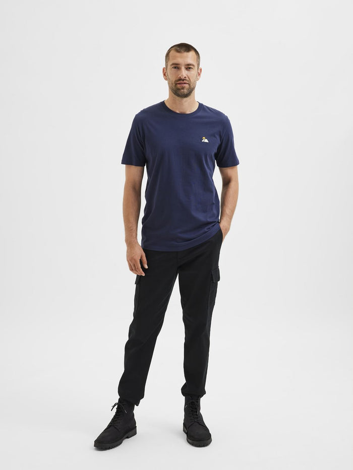 Blue Organic Cotton Crew Neck T-Shirt