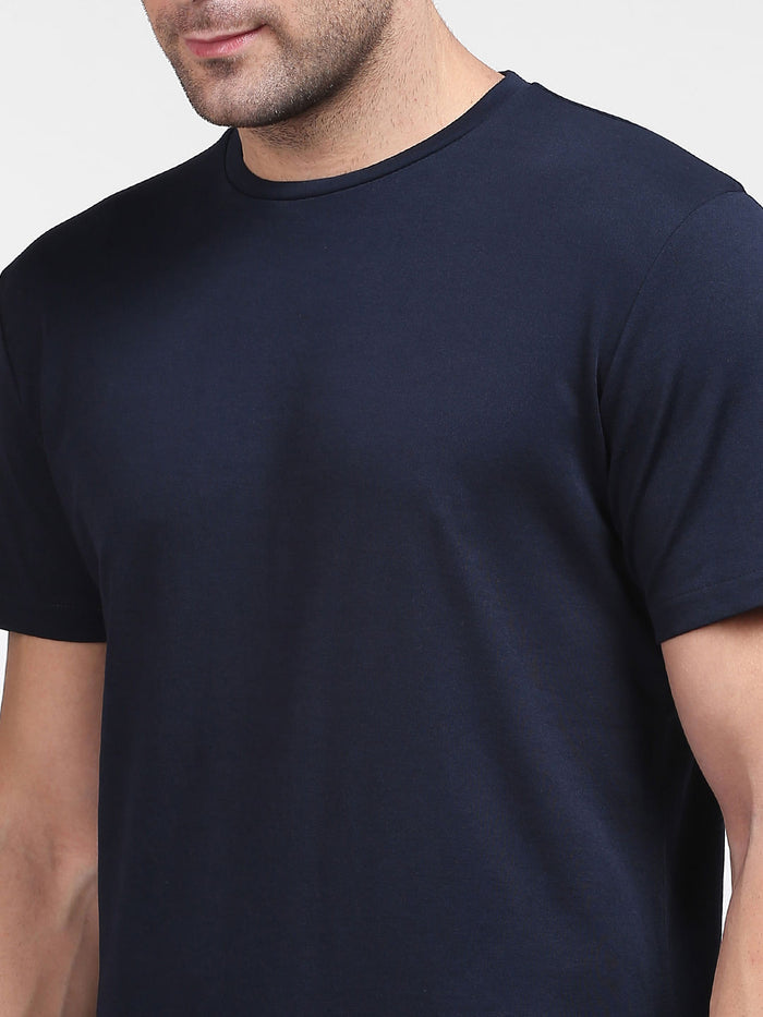 Blue Organic Cotton Crew Neck T-Shirt