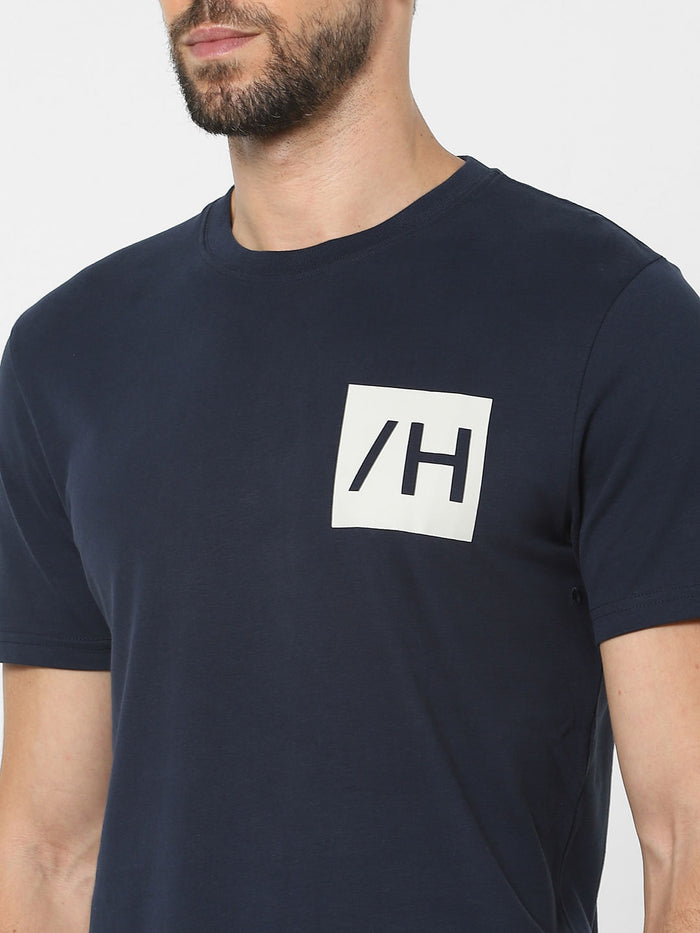 Blue Organic Cotton Crew Neck T-Shirt