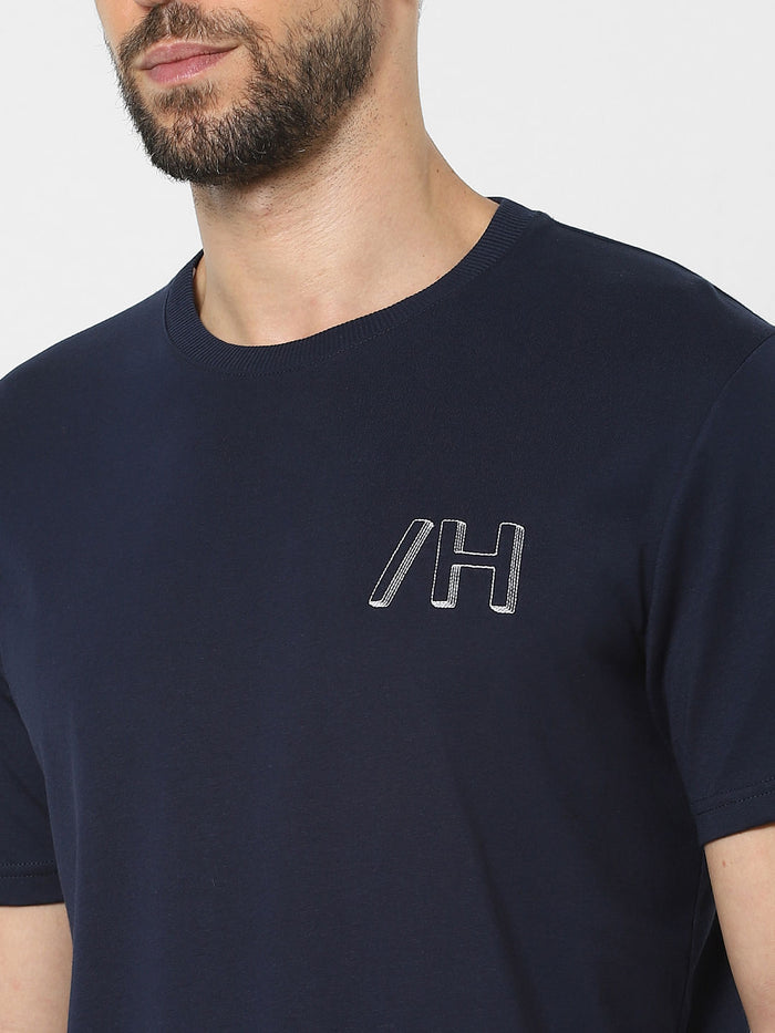 Blue Organic Cotton Crew Neck T-Shirt