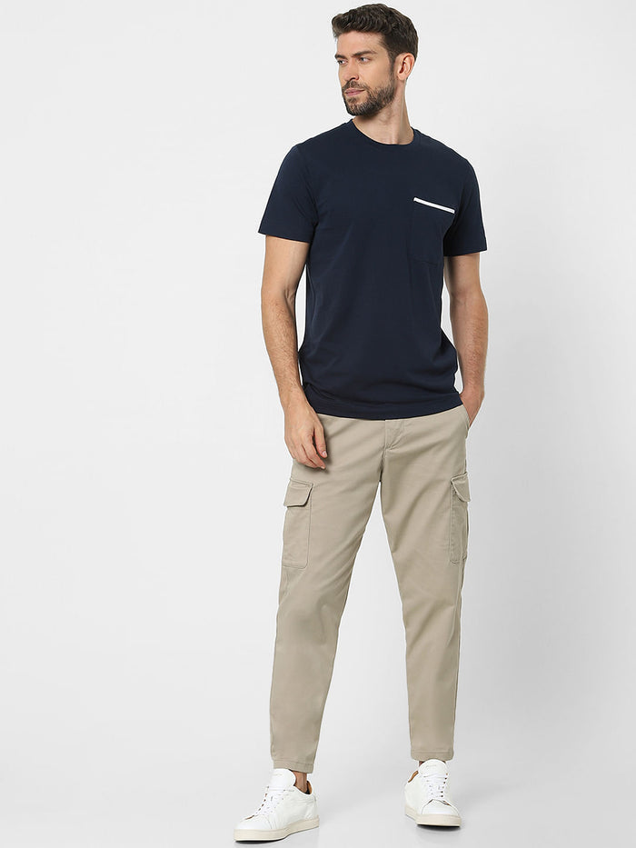 Blue Organic Cotton Crew Neck T-Shirt