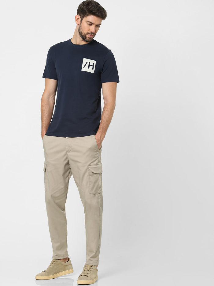 Blue Organic Cotton Crew Neck T-Shirt