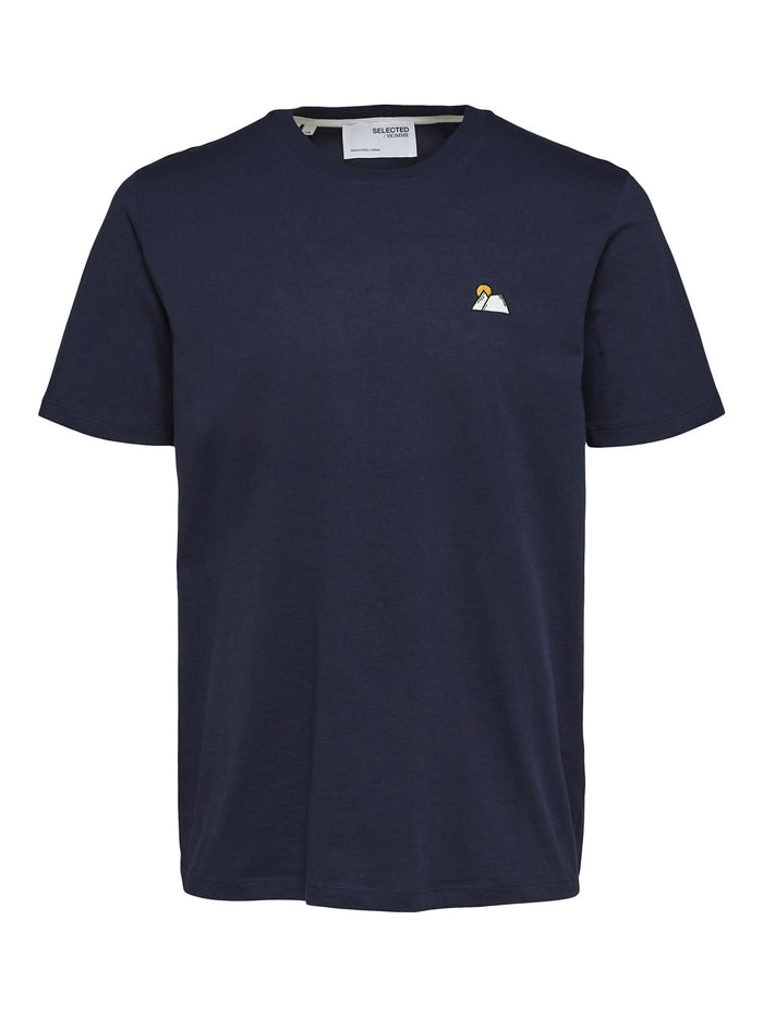 Blue Organic Cotton Crew Neck T-Shirt