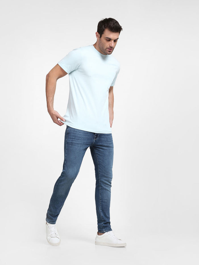 Blue Organic Cotton Crew Neck T-Shirt