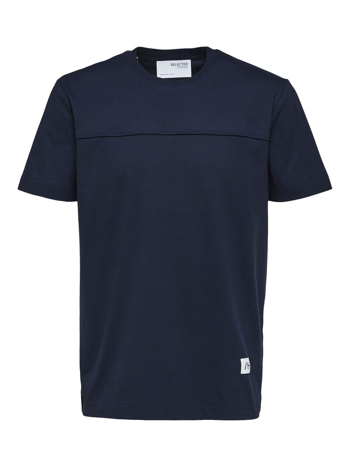 Blue Organic Cotton Crew Neck T-Shirt