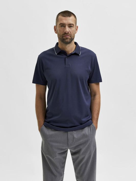 Blue Organic Cotton Polo Neck T-Shirt