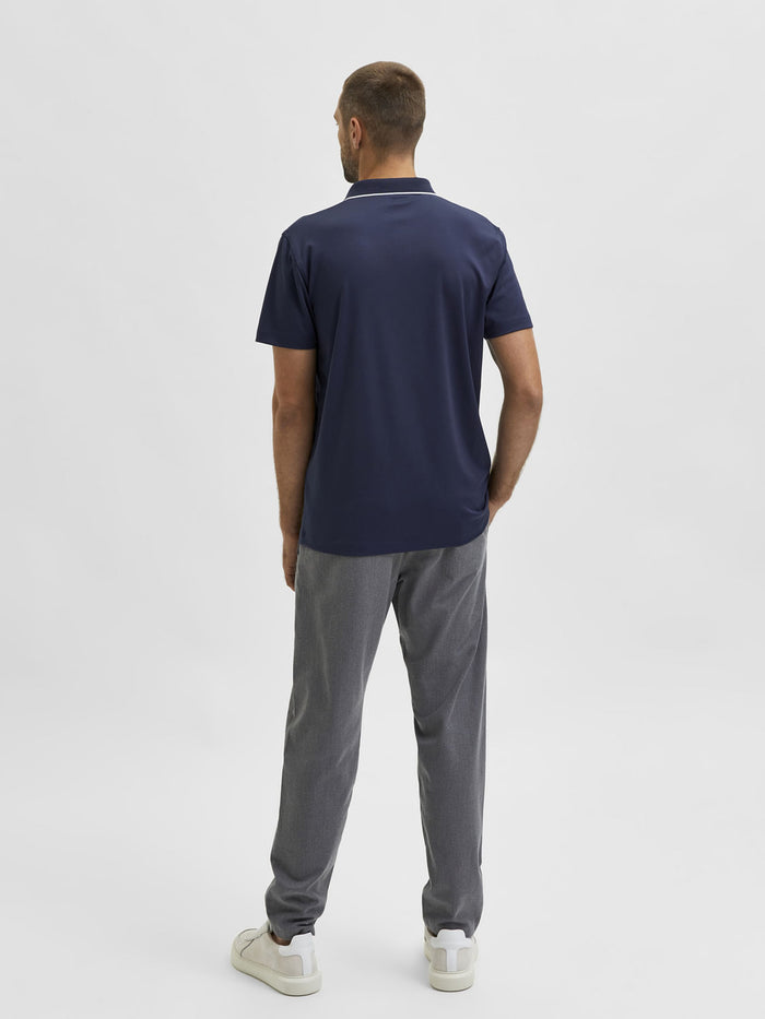 Blue Organic Cotton Polo Neck T-Shirt