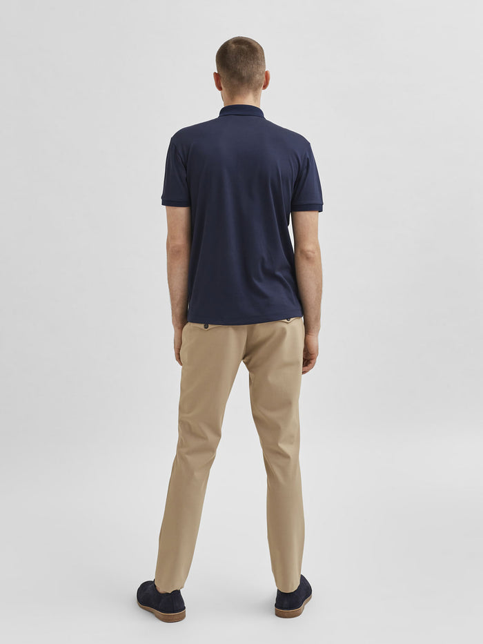 Blue Organic Cotton Polo Neck T-Shirt