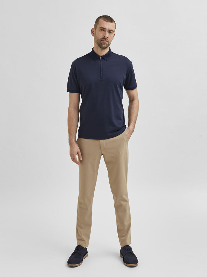 Blue Organic Cotton Polo Neck T-Shirt