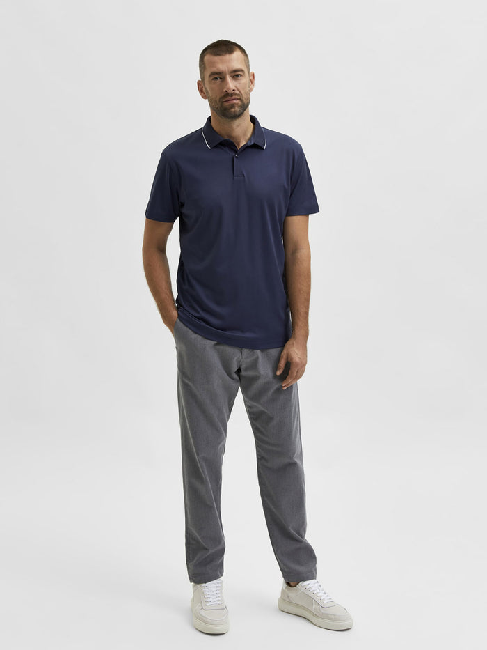 Blue Organic Cotton Polo Neck T-Shirt