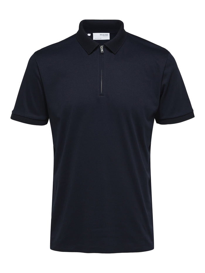 Blue Organic Cotton Polo Neck T-Shirt