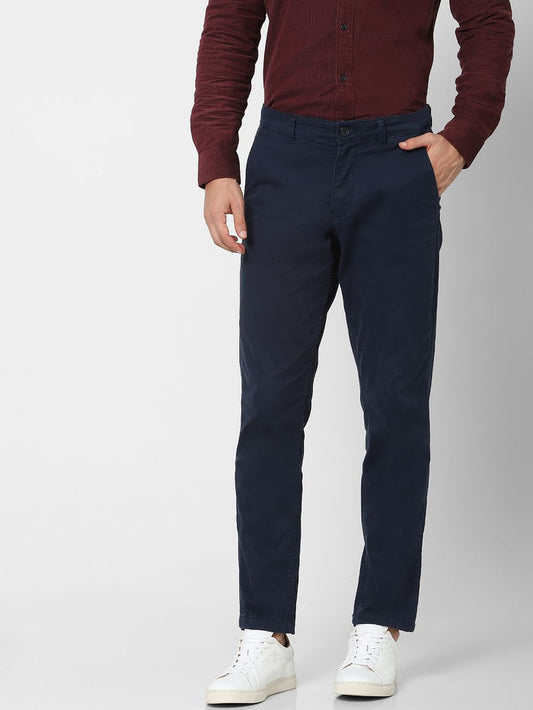 Blue Organic Cotton Slim Fit Chinos