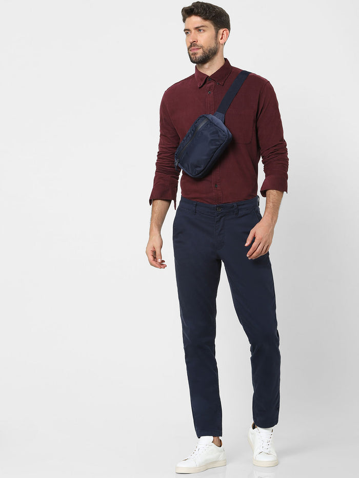 Blue Organic Cotton Slim Fit Chinos