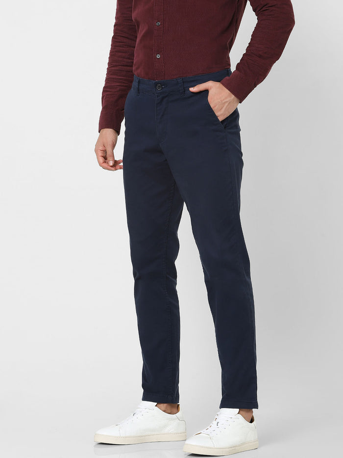 Blue Organic Cotton Slim Fit Chinos