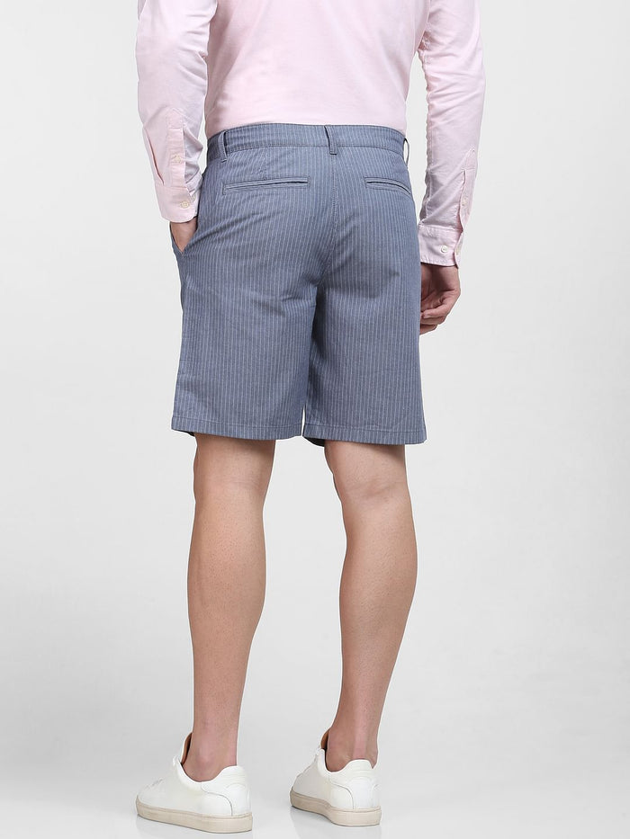 Blue Organic Cotton Striped Shorts