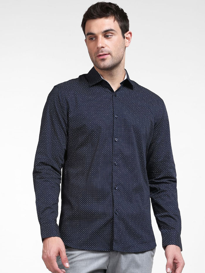Blue Printed Full Sleeves Shirt