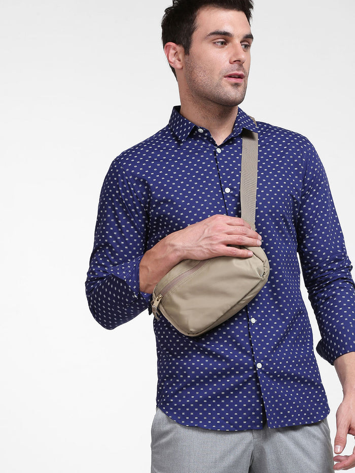 Blue Printed Full Sleeves Shirt