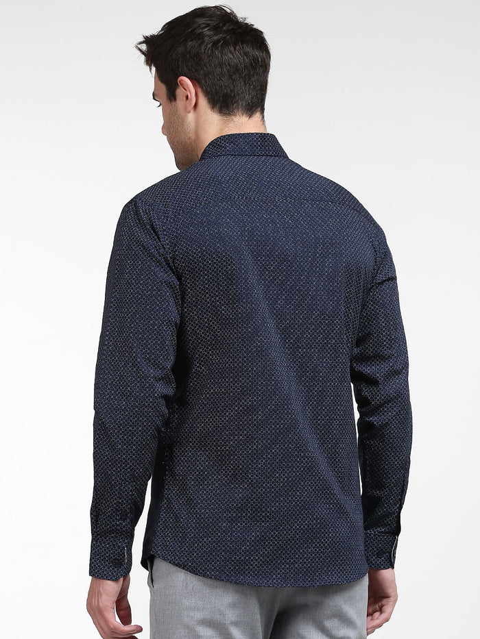 Blue Printed Full Sleeves Shirt