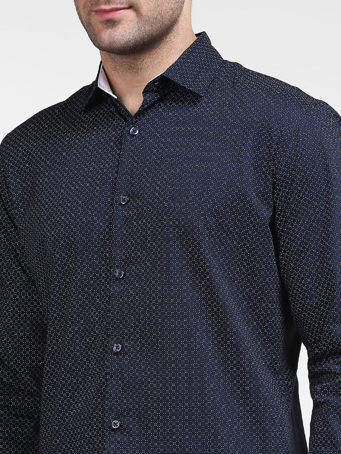 Blue Printed Full Sleeves Shirt