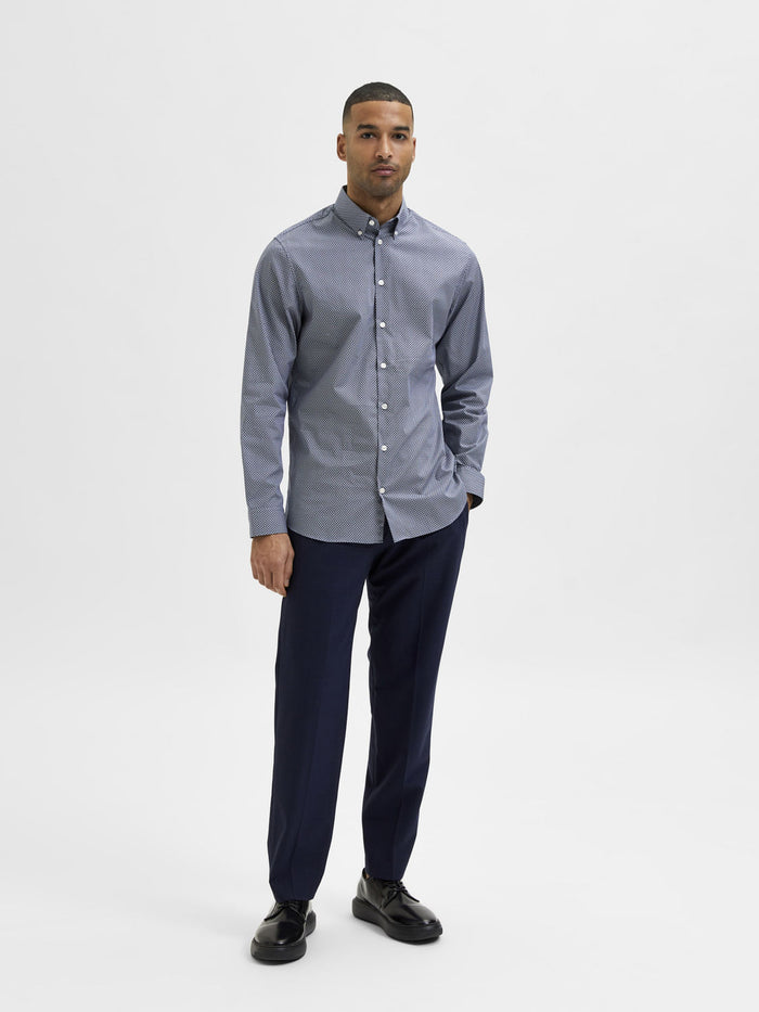 Blue Printed Full Sleeves Shirt