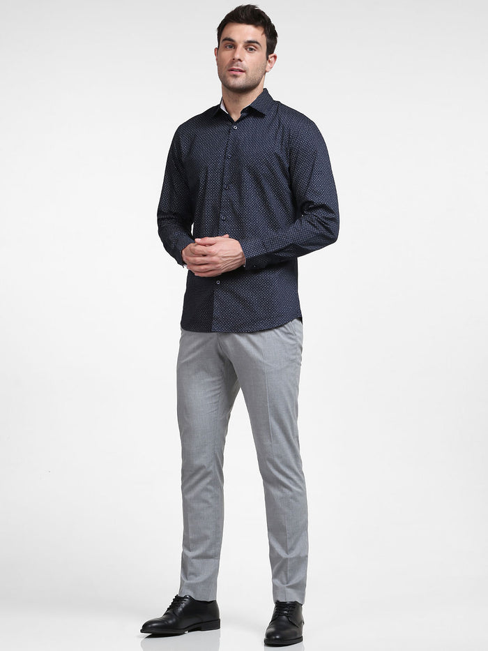 Blue Printed Full Sleeves Shirt