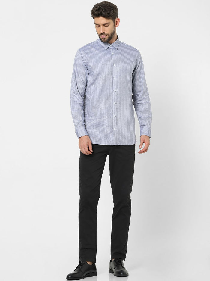 Blue Printed Organic Cotton Full Sleeves Shirt