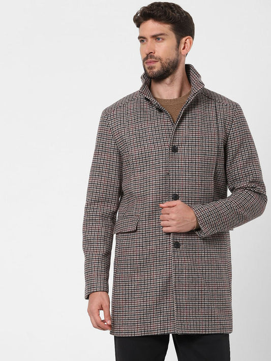 Blue & Red Check Woolen Coat