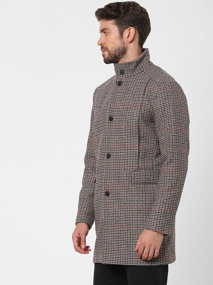 Blue & Red Check Woolen Coat
