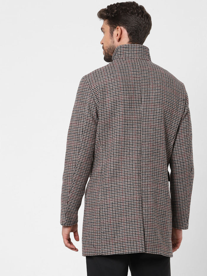 Blue & Red Check Woolen Coat