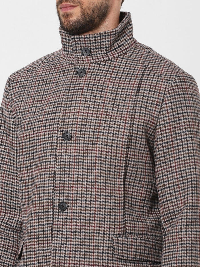 Blue & Red Check Woolen Coat