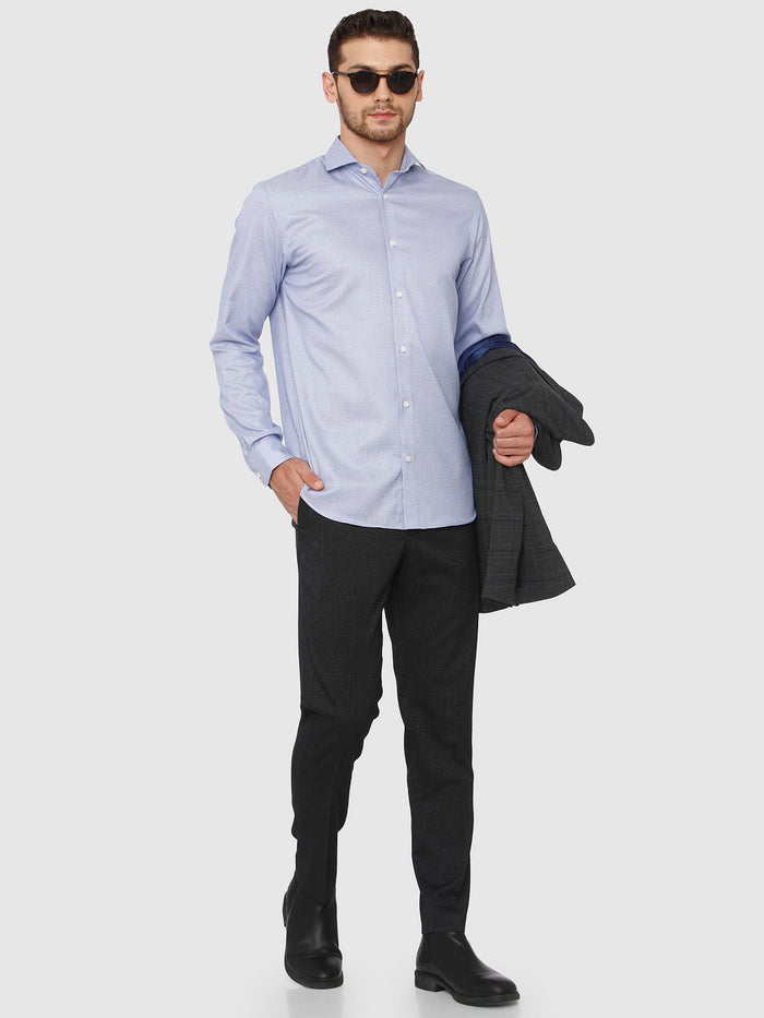 Blue Small Checks Full Sleeves Shirt