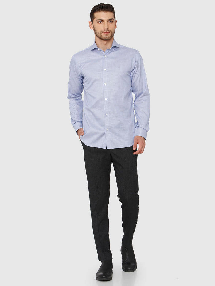 Blue Small Checks Full Sleeves Shirt