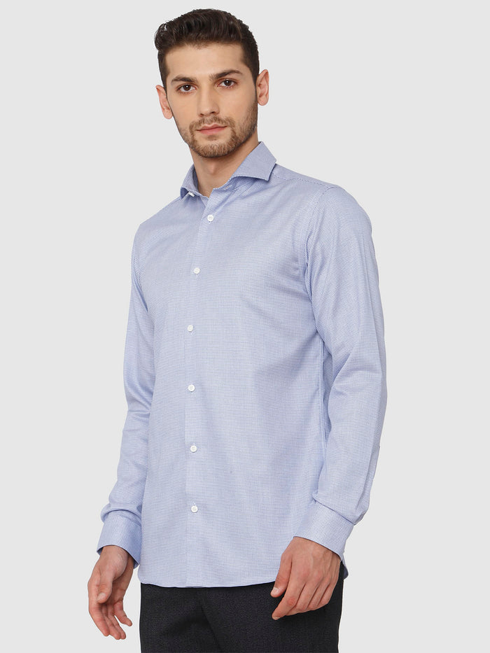 Blue Small Checks Full Sleeves Shirt