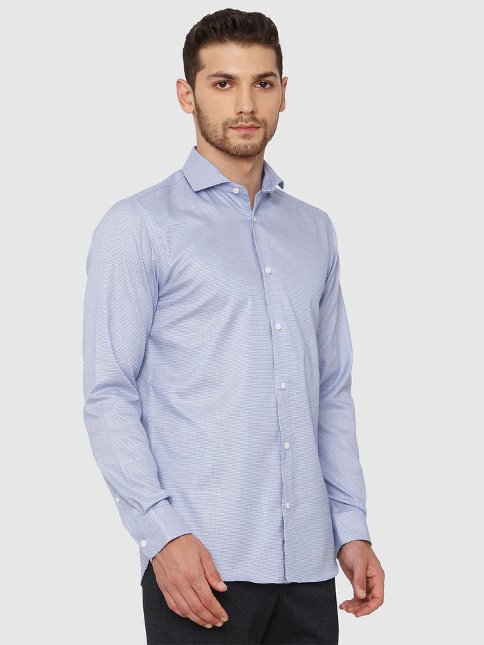 Blue Small Checks Full Sleeves Shirt