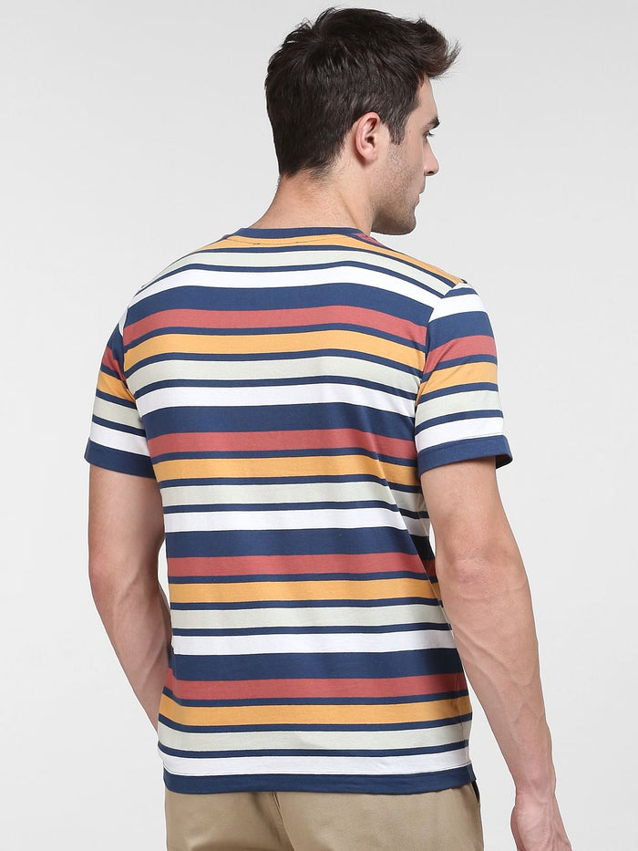 Blue Striped Crew Neck T-Shirt