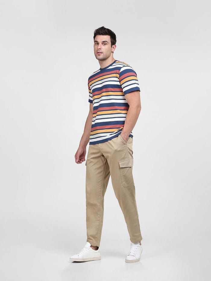 Blue Striped Crew Neck T-Shirt