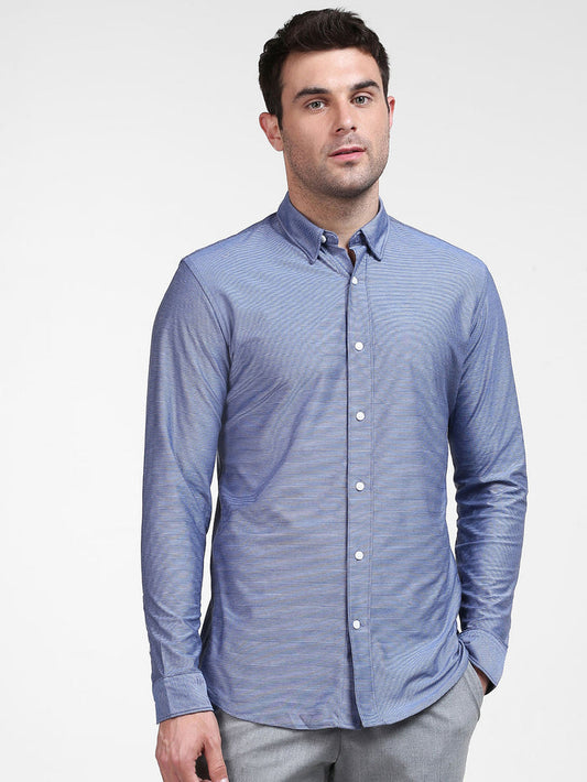 Blue Striped Full Sleeves Shirt