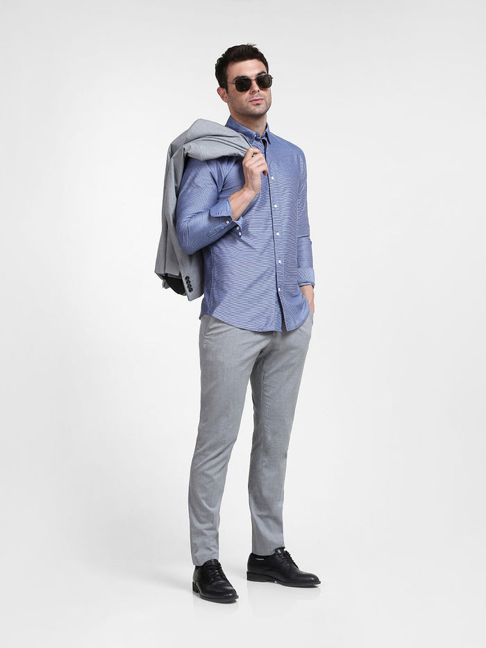Blue Striped Full Sleeves Shirt