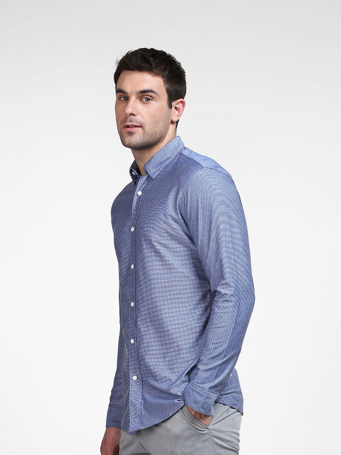Blue Striped Full Sleeves Shirt