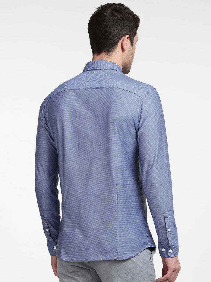 Blue Striped Full Sleeves Shirt