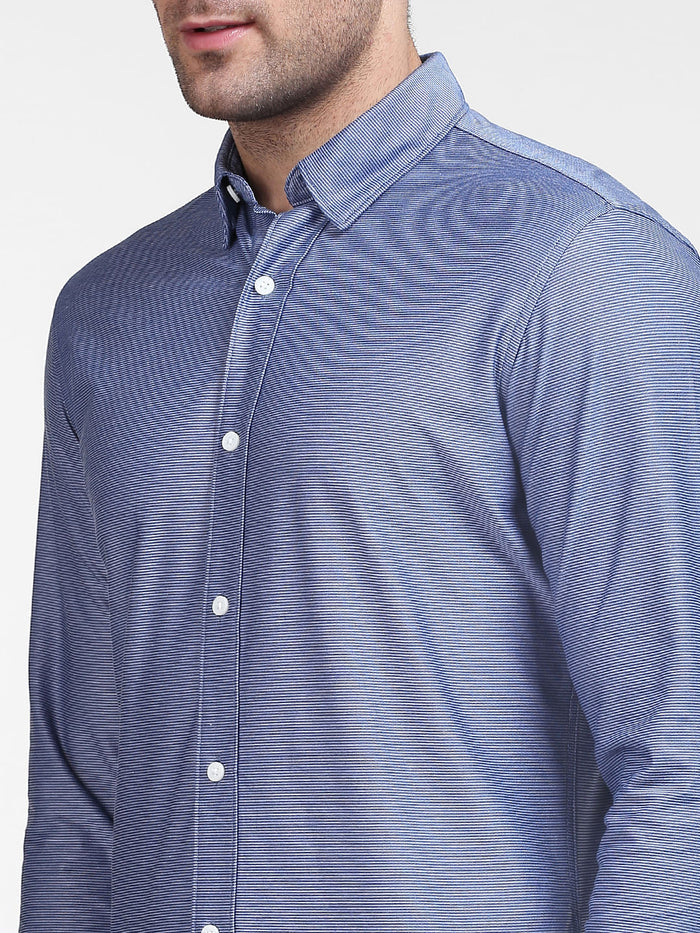 Blue Striped Full Sleeves Shirt