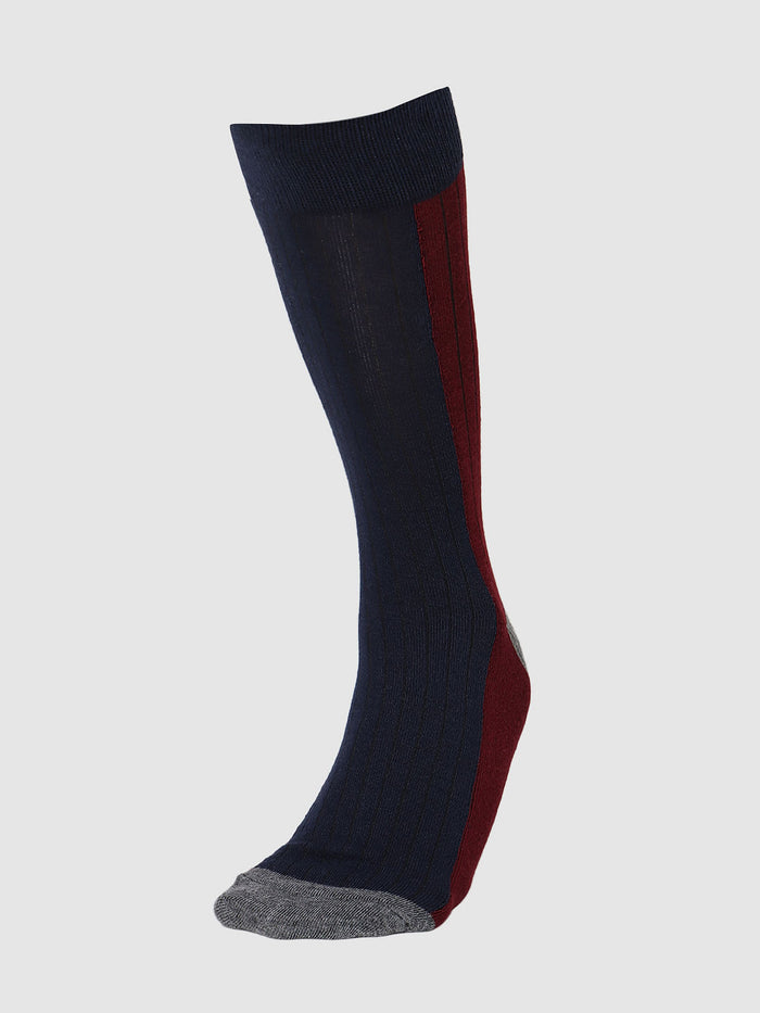 Blue Striped Mid Calf Length Socks