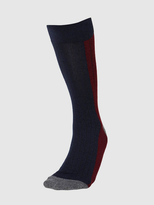 Blue Striped Mid Calf Length Socks