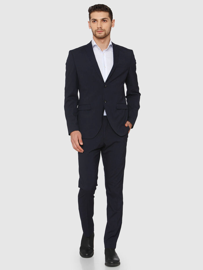 Blue Striped Slim Fit Formal Blazer