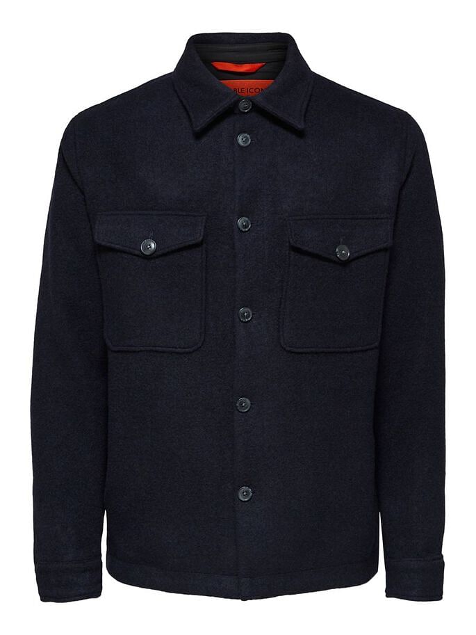 Blue Woolen Solid Jacket