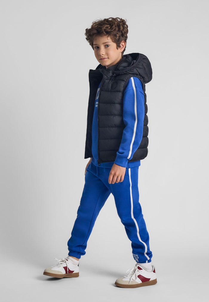 Padded Gilet, Black, Detachable Hood - 1