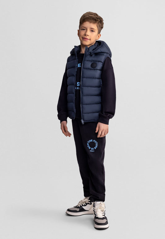 Padded Gilet Navy Hooded Boys - 1