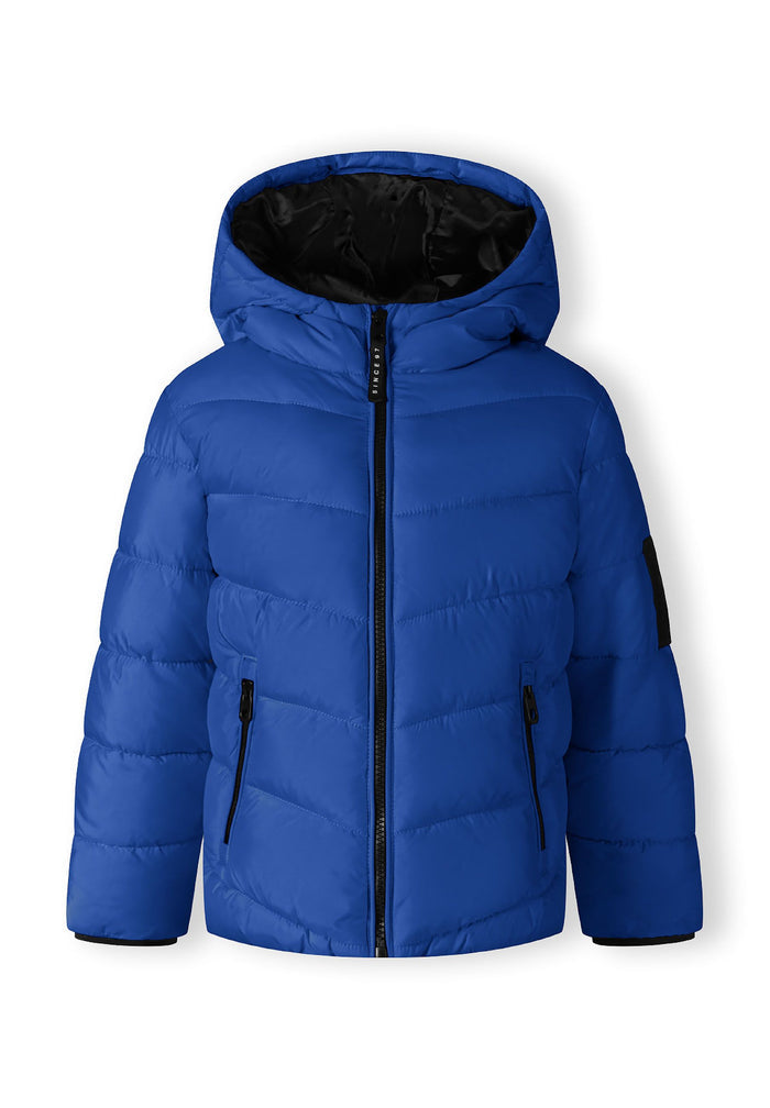 Quilted Puffer Jacket, Cobalt Blue, Hooded - 2