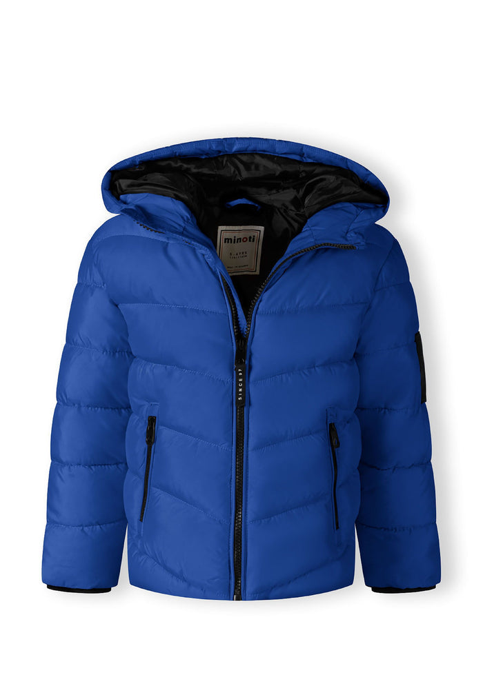 Quilted Puffer Jacket, Cobalt Blue, Hooded - 4