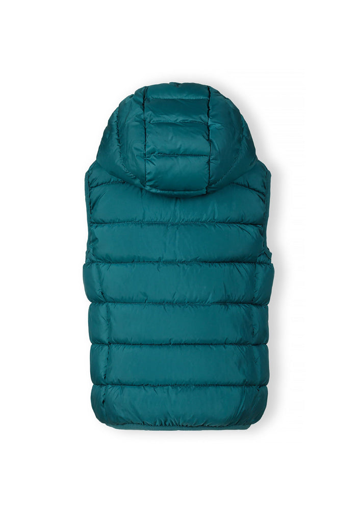Quilted Padded Gilet, Teal, Detachable Hood - 3